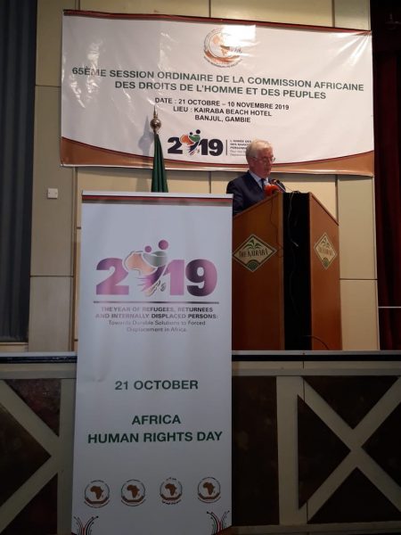 Addressing the opening of the 65th Session of the African Commission on Human and Peoples’ Rights in Banjul 