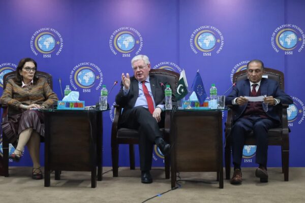 Answering questions after delivering a lecture in Islamabad, Pakistan, February 2022