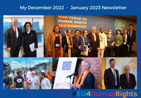 Collage of meetings and activitites of the EUSR Eamon Gilmore