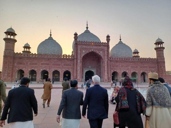 At the Badshahi mosque in Lahore, Pakistan, February 2022